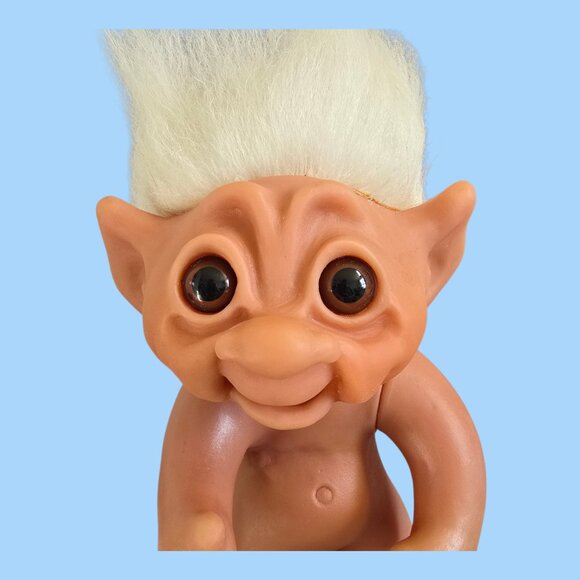 Vintage Thomas Dam Troll Doll 1977 Denmark White Hair 9" Tall Police Officer - Picture 7 of 12